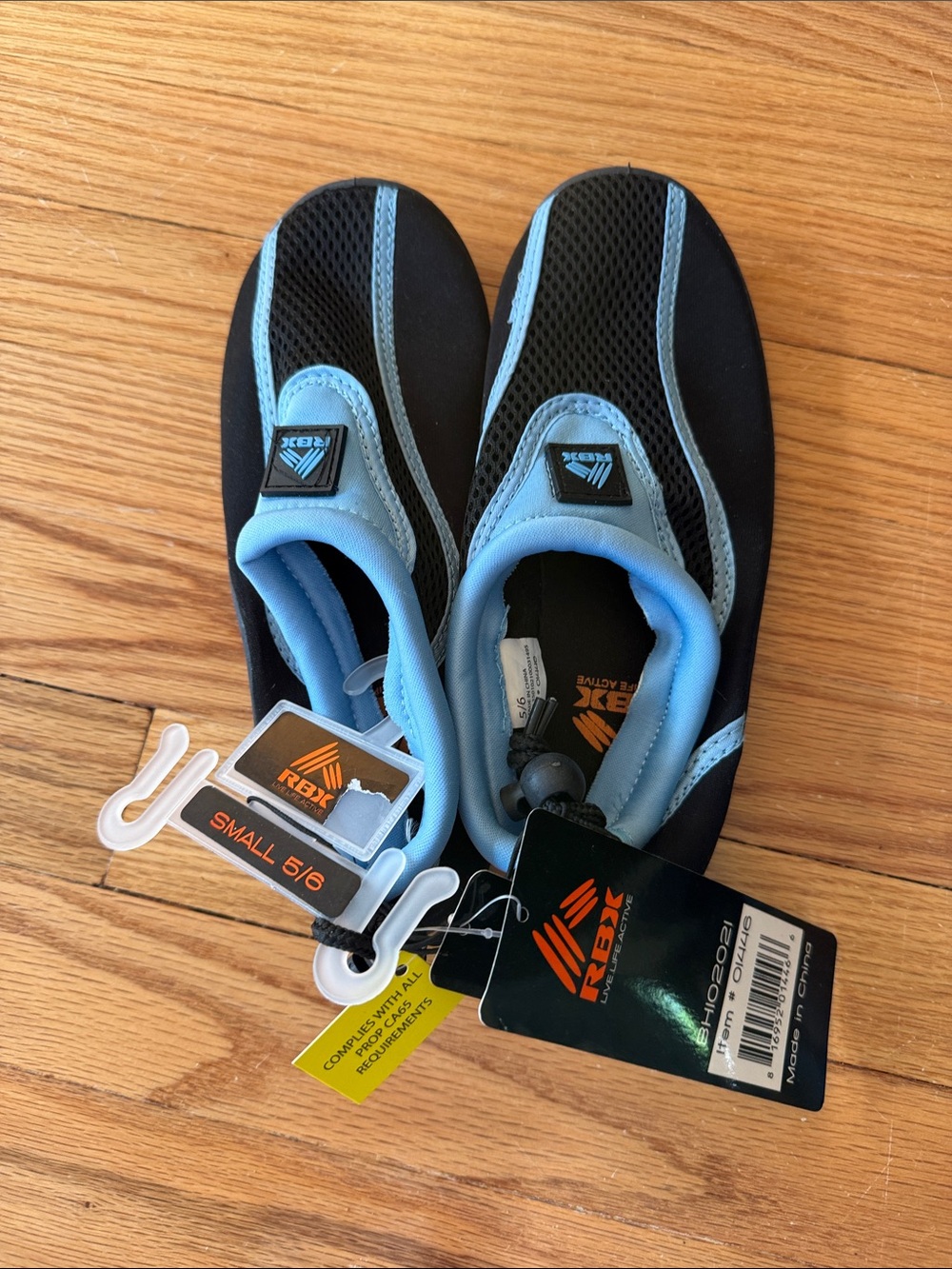 RBX Kids Black and Light Blue Water Shoes size 5/6